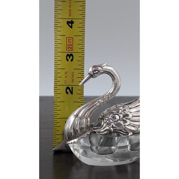 Sterling Silver & Crystal Swan Salt Pepper Cellar Articulated Raimond W. Germany - Picture 14 of 15